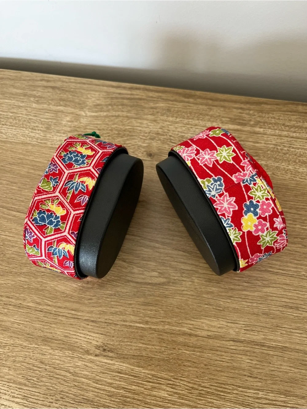 Red Flip Flop Floral Japanese Style Oval Trinket Boxes
